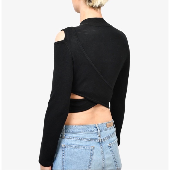 JONATHAN SIMKHAI knit cut out cross sweater black small - Picture 3 of 8